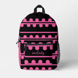 Bold Pink Polka Line Modern Geometric Pattern Printed Backpack
