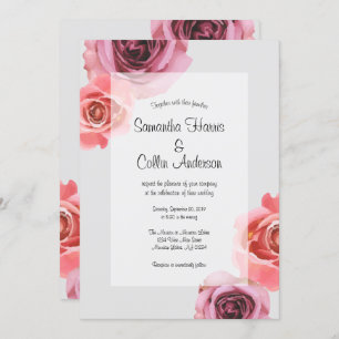 Bold Pink & Purple Spring Roses Wedding Invitation