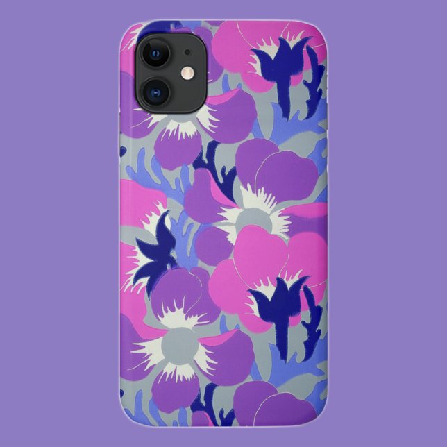 Bold Pink & Purple Windflower Pattern Retro  Case-Mate iPhone Case (Creator Uploaded)