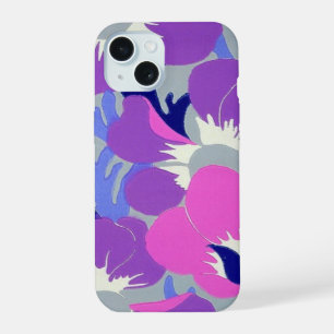 Bold Pink & Purple Windflower Pattern Retro iPhone 15 Case