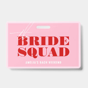 Bold Pink & Red Bachelorette Buy The Bride A Drink ID Badge