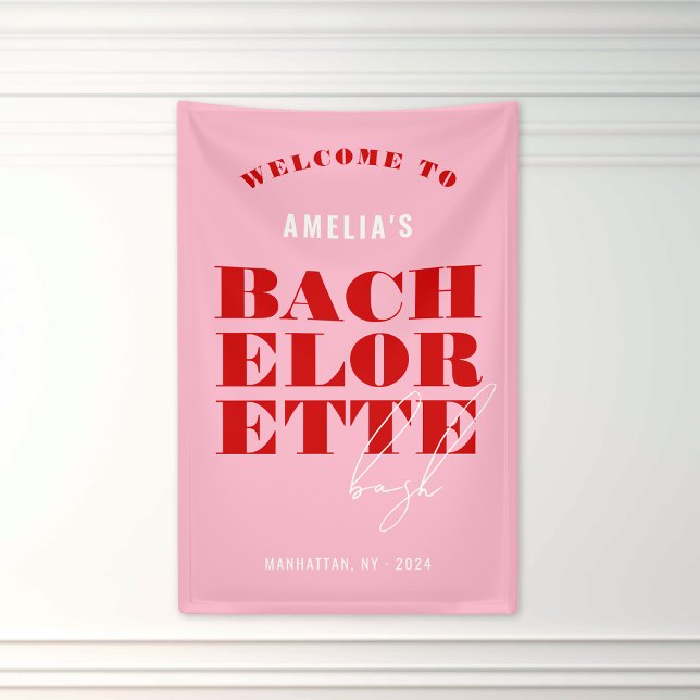 Bold Pink & Red Bachelorette Weekend Banner (Creator Uploaded)