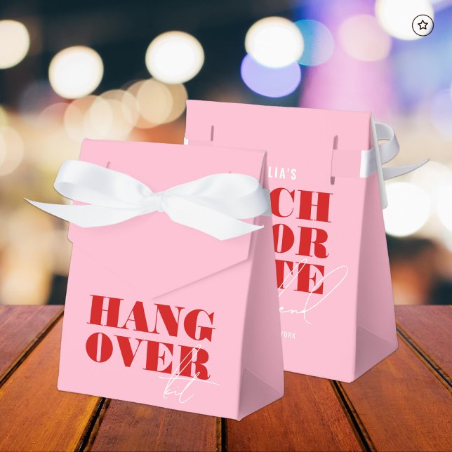Bold Pink & Red Bachelorette Weekend Hangover Kit Favour Box (Creator Uploaded)