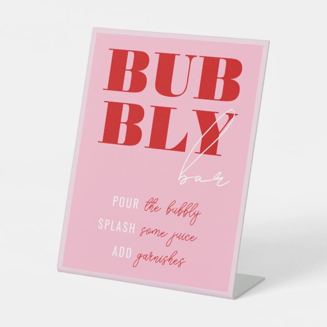 Bold Pink & Red Bachelorette Weekend Pedestal Sign (Front)