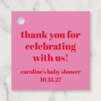 Bold Pink Red Custom Baby Shower Thank You