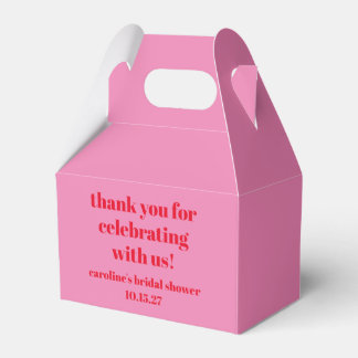 Bold Pink Red Custom Bridal Shower Thank You Favour Box