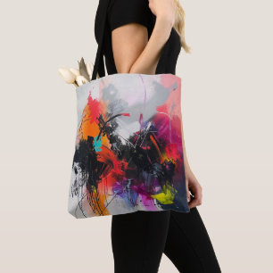 Bold Pink Red Grey Textured Abstract Art Tote Bag