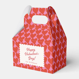 Bold Pink Red Heart Valentines Personalised Name Favour Box