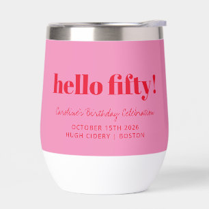 Bold Pink Red Modern 50th Birthday Custom 