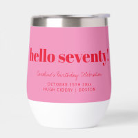 Bold Pink Red Modern 70th Birthday Custom
