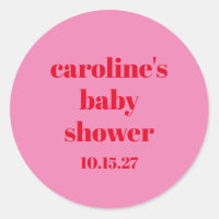 Bold Pink Red Modern Fun Custom Baby Shower