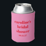 Bold Pink Red Modern Fun Custom Bridal Shower  Can Cooler<br><div class="desc">Bold Typography Bright Pink and Red Modern Fun Simple Custom Bridal Shower Can Cooler</div>