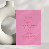 Bold Pink Red Playful Handwritten Graduation Party