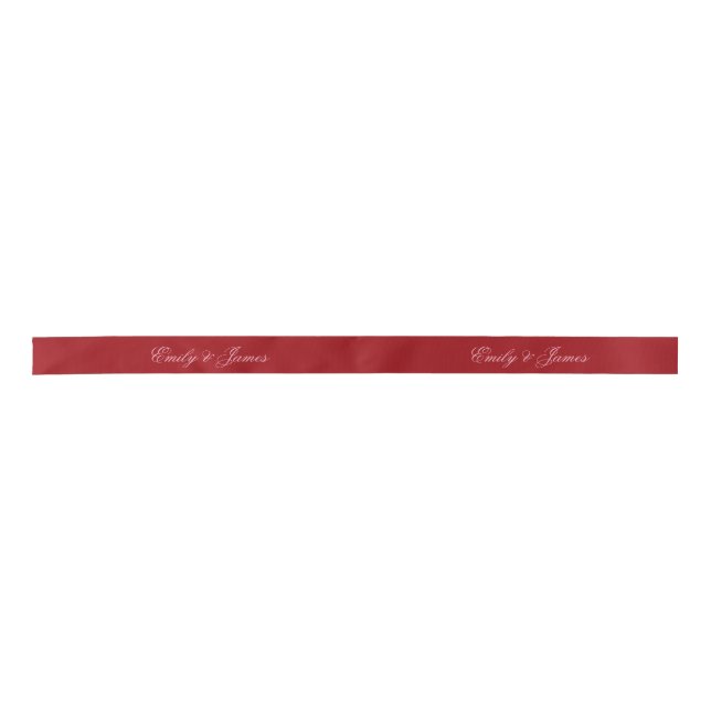 Bold Pink Red Script Personalised Name Satin Ribbon (Front)