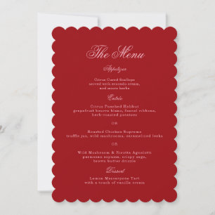 Bold Pink Red Script Wedding Menu Card
