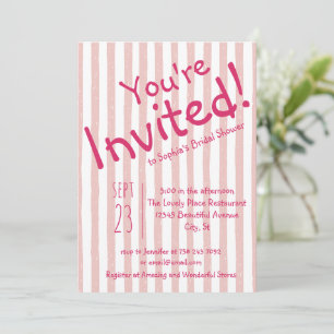 Bold Pink Stripes You're Invited Bridal Shower Invitation