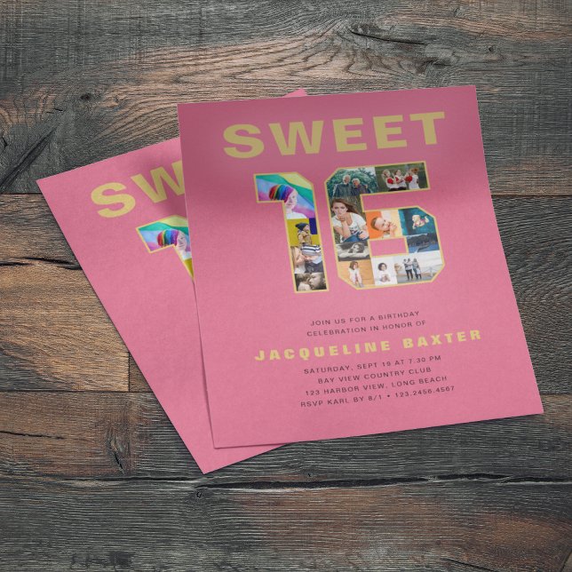 Bold Pink Sweet 16 Birthday Photo  Flyer (Creator Uploaded)