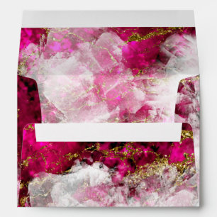 Bold Pink Tourmaline and Crystal Geode Envelope