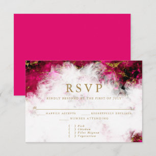 Bold Pink Tourmaline and Crystal Geode RSVP Card