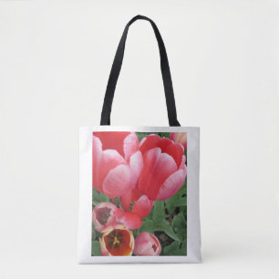 bold pink tulip flowers photo tote bag