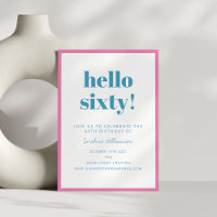 Bold Pink Turquoise Blue Modern 60th Birthday