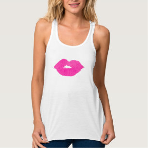 Bold Pink Watercolor Lips Singlet