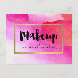 Bold Pink Watercolors Makeup Artist Postcard