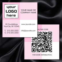 Bold Pink White Gingham Squares Logo QR code