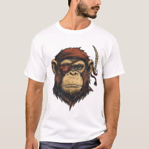 Bold Pirate Monkey Illustration T-Shirt