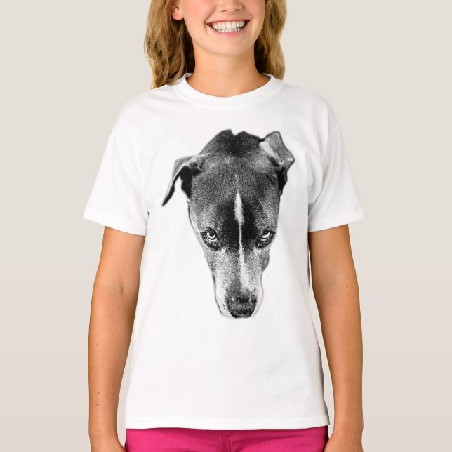Bold Pitbull Mix Head Close-Up Graphic Tee (Front)