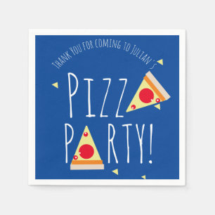 Bold Pizza Birthday Party Restaurant Blue Napkin