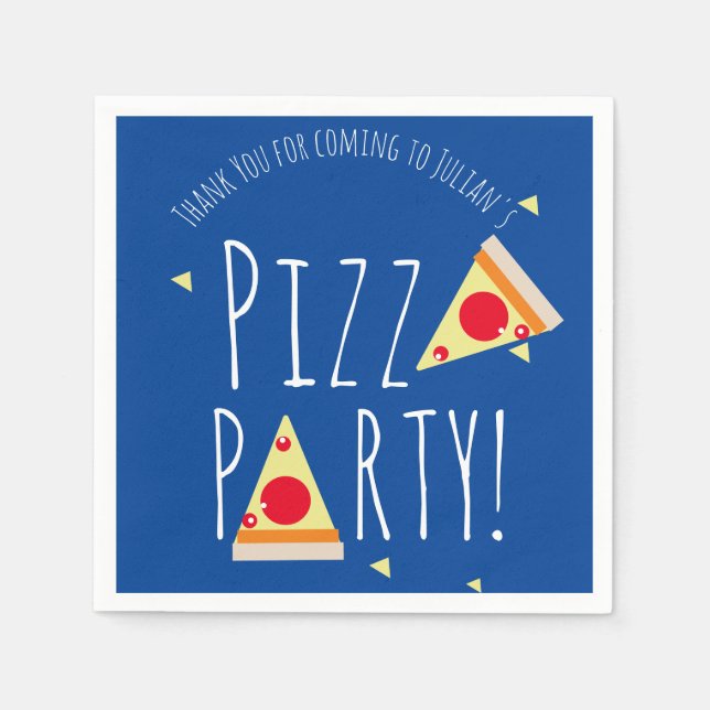 Bold Pizza Birthday Party Restaurant  Blue  Napkin (Front)