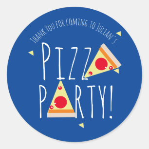 Bold Pizza Birthday Party Restaurant  Thank You Classic Round Sticker