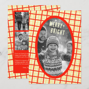 Bold Plaid Gingham Christmas Custom Photo Collage Holiday Card