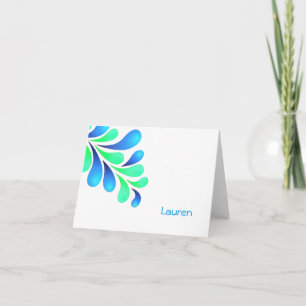 Bold Plume Blue Green on Any Colour Thank You Card