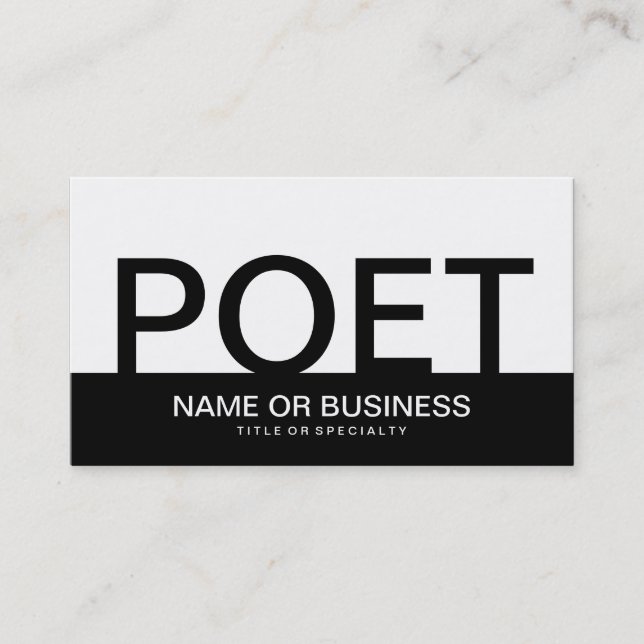 bold POET (colour customisable) Business Card (Front)