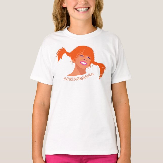 Bold Ponytail Pop Art Kids T-Shirt – Fun, Bright  (Front)
