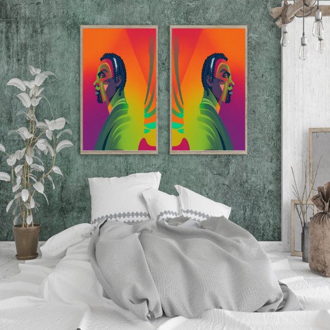 Bold Pop Art | African American Man With Locs Poster (Creator Uploaded)
