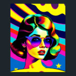 Bold Pop Art and Stripes Retro Fashion Poster<br><div class="desc">Get transported back to the days of peace, love, and flower power with this stunning pop art creation. A captivating psychedelic girl, donning a pair of trendy sunglasses, shines against a backdrop of the iconic stars and stripes. With its bold colours, retro groovy vibe, and modern pop art design, this...</div>