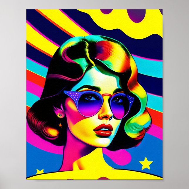 Bold Pop Art and Stripes Retro Fashion Poster (Front)