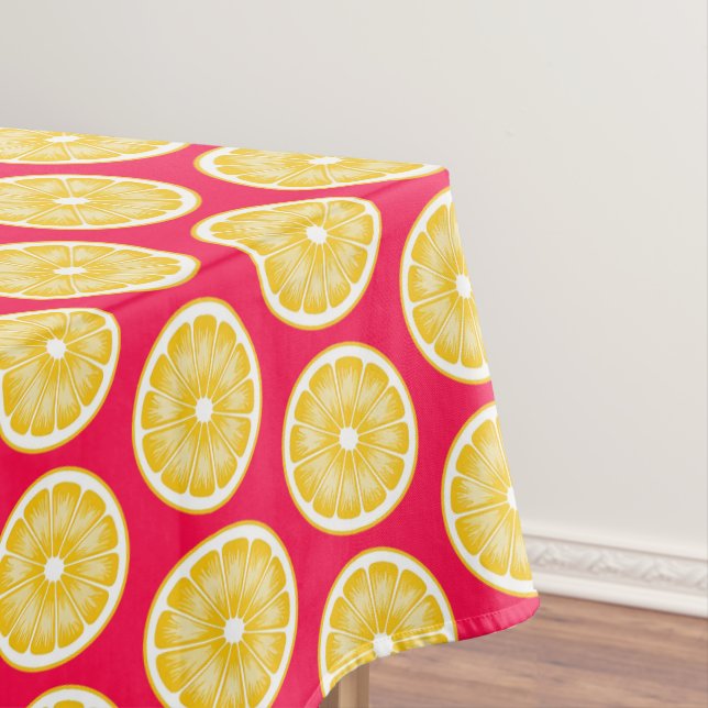 Bold Pop Art Lemon Hot Pink & Yellow Tablecloth (In Situ)