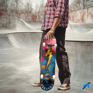 Bold Pop Art Lightning - Electric Graffiti Style Skateboard