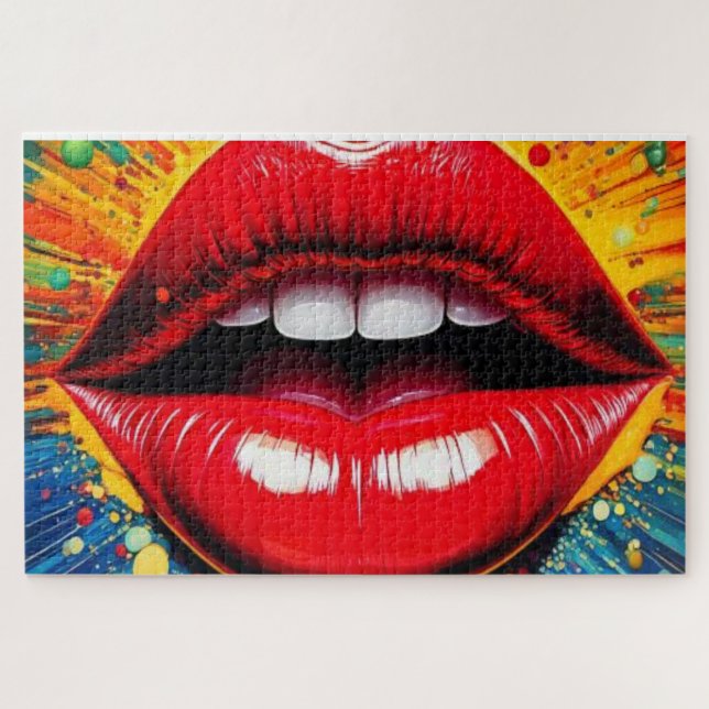 Bold Pop Art Lips Canvas Jigsaw Puzzle (Horizontal)