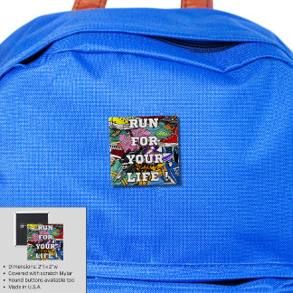 Bold Pop Art Runner Jogger 15 Cm Square Badge