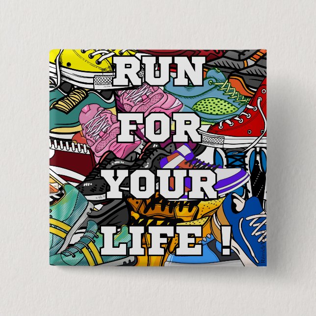 Bold Pop Art Runner Jogger 15 Cm Square Badge (Front)