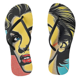 Bold Pop Art Woman Defined Jandals