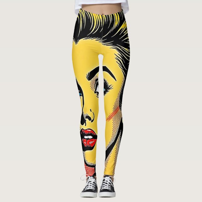 Bold Pop Art Woman Defined Leggings (Front)