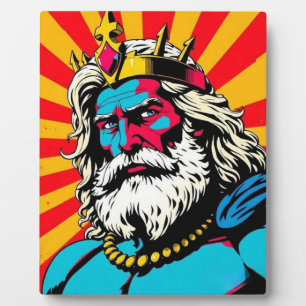 Bold Pop Art Zeus – Colorful Greek God Illustratio Plaque