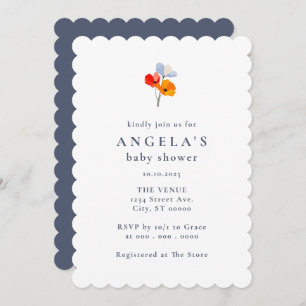 Bold Poppy Floral Baby Shower Invitation