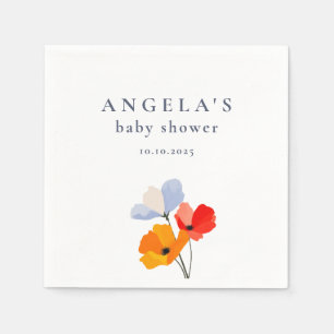 Bold Poppy Floral Baby Shower Napkins